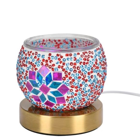 Red Turkish Mosaic Glass Table Lamp (Bulb Type E12) New - Picture 1 of 6